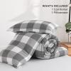 imageAndency Grey Queen Comforter Set 3 Pieces Grey White Buffalo Check Plaid Bedding Comforter ampamp Sets Light Gray Soft Lightweight Fluffy All Season Bed Set14  Buffalo Plaid  Gray