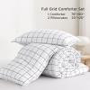 imageAndency Grey Queen Comforter Set 3 Pieces Grey White Buffalo Check Plaid Bedding Comforter ampamp Sets Light Gray Soft Lightweight Fluffy All Season Bed Set05  Grid  White