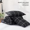 imageAndency Grey Queen Comforter Set 3 Pieces Grey White Buffalo Check Plaid Bedding Comforter ampamp Sets Light Gray Soft Lightweight Fluffy All Season Bed Set07  Grid  Black