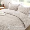 imageAndency Grey Queen Comforter Set 3 Pieces Grey White Buffalo Check Plaid Bedding Comforter ampamp Sets Light Gray Soft Lightweight Fluffy All Season Bed Set12  Gingham  Tan