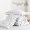 imageAndency Grey Queen Comforter Set 3 Pieces Grey White Buffalo Check Plaid Bedding Comforter ampamp Sets Light Gray Soft Lightweight Fluffy All Season Bed Set05  Grid  White