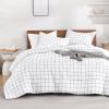 imageAndency Grey Queen Comforter Set 3 Pieces Grey White Buffalo Check Plaid Bedding Comforter ampamp Sets Light Gray Soft Lightweight Fluffy All Season Bed Set05  Grid  White