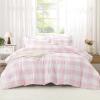 imageAndency Grey Queen Comforter Set 3 Pieces Grey White Buffalo Check Plaid Bedding Comforter ampamp Sets Light Gray Soft Lightweight Fluffy All Season Bed Set04  Checkered  Pink White