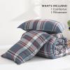 imageAndency Grey Queen Comforter Set 3 Pieces Grey White Buffalo Check Plaid Bedding Comforter ampamp Sets Light Gray Soft Lightweight Fluffy All Season Bed Set11  Plaid  Navy Red