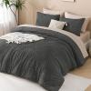imageAndency King Size Comforter Set Beige 3 Pieces Boho King Bedding Comforter Set Cream All Season Soft Lightweight Tufted Textured Down Alternative Comforter Fluffy Bed Set13  Dark Grey