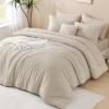imageAndency King Size Comforter Set Beige 3 Pieces Boho King Bedding Comforter Set Cream All Season Soft Lightweight Tufted Textured Down Alternative Comforter Fluffy Bed Set08  Oatmeal