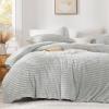 imageAndency White Fluffy Duvet Cover King Striped Plush Microfiber Fleece Comforter Cover UltraSoft Lightweight Bed Set 3 Piece Warm Faux Fur Bedding for All Season TwoWay ZipperGray  No Comforter