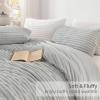 imageAndency White Fluffy Duvet Cover King Striped Plush Microfiber Fleece Comforter Cover UltraSoft Lightweight Bed Set 3 Piece Warm Faux Fur Bedding for All Season TwoWay ZipperGray  No Comforter