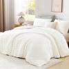 imageAndency White Fluffy Duvet Cover King Striped Plush Microfiber Fleece Comforter Cover UltraSoft Lightweight Bed Set 3 Piece Warm Faux Fur Bedding for All Season TwoWay ZipperWhite  No Comforter