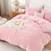 imageAndency White Fluffy Duvet Cover King Striped Plush Microfiber Fleece Comforter Cover UltraSoft Lightweight Bed Set 3 Piece Warm Faux Fur Bedding for All Season TwoWay ZipperPink  No Comforter