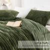 imageAndency White Fluffy Duvet Cover King Striped Plush Microfiber Fleece Comforter Cover UltraSoft Lightweight Bed Set 3 Piece Warm Faux Fur Bedding for All Season TwoWay ZipperOlive Green  No Comforter