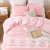 imageAndency White Fluffy Duvet Cover King Striped Plush Microfiber Fleece Comforter Cover UltraSoft Lightweight Bed Set 3 Piece Warm Faux Fur Bedding for All Season TwoWay ZipperPink  No Comforter