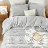 imageAndency White Fluffy Duvet Cover King Striped Plush Microfiber Fleece Comforter Cover UltraSoft Lightweight Bed Set 3 Piece Warm Faux Fur Bedding for All Season TwoWay ZipperGray  No Comforter