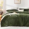 imageAndency White Fluffy Duvet Cover King Striped Plush Microfiber Fleece Comforter Cover UltraSoft Lightweight Bed Set 3 Piece Warm Faux Fur Bedding for All Season TwoWay ZipperOlive Green  No Comforter