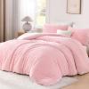 imageAndency White Fluffy Duvet Cover King Striped Plush Microfiber Fleece Comforter Cover UltraSoft Lightweight Bed Set 3 Piece Warm Faux Fur Bedding for All Season TwoWay ZipperPink  No Comforter