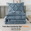 imageAndency White Queen Comforter Set90x90Inch 3 Pieces Cute Pinch Pleat Bedding Comforters ampamp Sets for Queen Bed Soft Lightweight Fluffy Down Alternative All Season Bed SetGrayish Blue