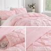 imageAndency White Queen Comforter Set90x90Inch 3 Pieces Cute Pinch Pleat Bedding Comforters ampamp Sets for Queen Bed Soft Lightweight Fluffy Down Alternative All Season Bed SetPink