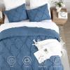 imageAndency White Queen Comforter Set90x90Inch 3 Pieces Cute Pinch Pleat Bedding Comforters ampamp Sets for Queen Bed Soft Lightweight Fluffy Down Alternative All Season Bed SetOcean Blue