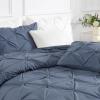 imageAndency White Queen Comforter Set90x90Inch 3 Pieces Cute Pinch Pleat Bedding Comforters ampamp Sets for Queen Bed Soft Lightweight Fluffy Down Alternative All Season Bed SetDark Blue Grey