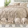 imageAndency White Queen Comforter Set90x90Inch 3 Pieces Cute Pinch Pleat Bedding Comforters ampamp Sets for Queen Bed Soft Lightweight Fluffy Down Alternative All Season Bed SetWheat