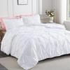 imageAndency White Queen Comforter Set90x90Inch 3 Pieces Cute Pinch Pleat Bedding Comforters ampamp Sets for Queen Bed Soft Lightweight Fluffy Down Alternative All Season Bed SetWhite