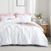 imageAndency White Queen Comforter Set90x90Inch 3 Pieces Cute Pinch Pleat Bedding Comforters ampamp Sets for Queen Bed Soft Lightweight Fluffy Down Alternative All Season Bed SetWhite