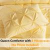 imageAndency White Queen Comforter Set90x90Inch 3 Pieces Cute Pinch Pleat Bedding Comforters ampamp Sets for Queen Bed Soft Lightweight Fluffy Down Alternative All Season Bed SetYellow