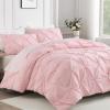 imageAndency White Queen Comforter Set90x90Inch 3 Pieces Cute Pinch Pleat Bedding Comforters ampamp Sets for Queen Bed Soft Lightweight Fluffy Down Alternative All Season Bed SetPink