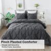 imageAndency White Queen Comforter Set90x90Inch 3 Pieces Cute Pinch Pleat Bedding Comforters ampamp Sets for Queen Bed Soft Lightweight Fluffy Down Alternative All Season Bed SetDark Gray