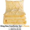 imageAndency White Queen Comforter Set90x90Inch 3 Pieces Cute Pinch Pleat Bedding Comforters ampamp Sets for Queen Bed Soft Lightweight Fluffy Down Alternative All Season Bed SetYellow
