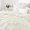 imageAndency White Queen Comforter Set90x90Inch 3 Pieces Cute Pinch Pleat Bedding Comforters ampamp Sets for Queen Bed Soft Lightweight Fluffy Down Alternative All Season Bed SetIvory