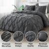 imageAndency White Queen Comforter Set90x90Inch 3 Pieces Cute Pinch Pleat Bedding Comforters ampamp Sets for Queen Bed Soft Lightweight Fluffy Down Alternative All Season Bed SetDark Gray