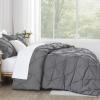 imageAndency White Queen Comforter Set90x90Inch 3 Pieces Cute Pinch Pleat Bedding Comforters ampamp Sets for Queen Bed Soft Lightweight Fluffy Down Alternative All Season Bed SetMedium Gray