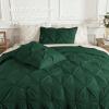 imageAndency White Queen Comforter Set90x90Inch 3 Pieces Cute Pinch Pleat Bedding Comforters ampamp Sets for Queen Bed Soft Lightweight Fluffy Down Alternative All Season Bed SetDark Green