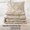 imageAndency White Queen Comforter Set90x90Inch 3 Pieces Cute Pinch Pleat Bedding Comforters ampamp Sets for Queen Bed Soft Lightweight Fluffy Down Alternative All Season Bed SetKhaki