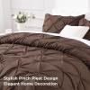 imageAndency White Queen Comforter Set90x90Inch 3 Pieces Cute Pinch Pleat Bedding Comforters ampamp Sets for Queen Bed Soft Lightweight Fluffy Down Alternative All Season Bed SetBrown