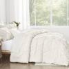 imageAndency White Queen Comforter Set90x90Inch 3 Pieces Cute Pinch Pleat Bedding Comforters ampamp Sets for Queen Bed Soft Lightweight Fluffy Down Alternative All Season Bed SetIvory