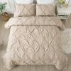 imageAndency White Queen Comforter Set90x90Inch 3 Pieces Cute Pinch Pleat Bedding Comforters ampamp Sets for Queen Bed Soft Lightweight Fluffy Down Alternative All Season Bed SetKhaki