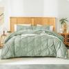 imageAndency White Queen Comforter Set90x90Inch 3 Pieces Cute Pinch Pleat Bedding Comforters ampamp Sets for Queen Bed Soft Lightweight Fluffy Down Alternative All Season Bed SetSage Green