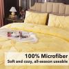 imageAndency White Queen Comforter Set90x90Inch 3 Pieces Cute Pinch Pleat Bedding Comforters ampamp Sets for Queen Bed Soft Lightweight Fluffy Down Alternative All Season Bed SetYellow