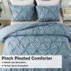 imageAndency White Queen Comforter Set90x90Inch 3 Pieces Cute Pinch Pleat Bedding Comforters ampamp Sets for Queen Bed Soft Lightweight Fluffy Down Alternative All Season Bed SetGrayish Blue