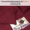imageAndency White Queen Comforter Set90x90Inch 3 Pieces Cute Pinch Pleat Bedding Comforters ampamp Sets for Queen Bed Soft Lightweight Fluffy Down Alternative All Season Bed SetBurgundy