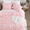 imageAndency White Queen Comforter Set90x90Inch 3 Pieces Cute Pinch Pleat Bedding Comforters ampamp Sets for Queen Bed Soft Lightweight Fluffy Down Alternative All Season Bed SetPink