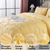 imageAndency White Queen Comforter Set90x90Inch 3 Pieces Cute Pinch Pleat Bedding Comforters ampamp Sets for Queen Bed Soft Lightweight Fluffy Down Alternative All Season Bed SetYellow