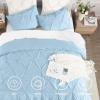 imageAndency White Queen Comforter Set90x90Inch 3 Pieces Cute Pinch Pleat Bedding Comforters ampamp Sets for Queen Bed Soft Lightweight Fluffy Down Alternative All Season Bed SetLight Blue