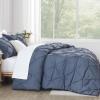 imageAndency White Queen Comforter Set90x90Inch 3 Pieces Cute Pinch Pleat Bedding Comforters ampamp Sets for Queen Bed Soft Lightweight Fluffy Down Alternative All Season Bed SetDark Blue Grey