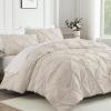 imageAndency White Queen Comforter Set90x90Inch 3 Pieces Cute Pinch Pleat Bedding Comforters ampamp Sets for Queen Bed Soft Lightweight Fluffy Down Alternative All Season Bed SetBeige