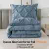 imageAndency White Queen Comforter Set90x90Inch 3 Pieces Cute Pinch Pleat Bedding Comforters ampamp Sets for Queen Bed Soft Lightweight Fluffy Down Alternative All Season Bed SetGrayish Blue
