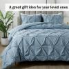 imageAndency White Queen Comforter Set90x90Inch 3 Pieces Cute Pinch Pleat Bedding Comforters ampamp Sets for Queen Bed Soft Lightweight Fluffy Down Alternative All Season Bed SetGrayish Blue