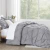 imageAndency White Queen Comforter Set90x90Inch 3 Pieces Cute Pinch Pleat Bedding Comforters ampamp Sets for Queen Bed Soft Lightweight Fluffy Down Alternative All Season Bed SetSilver Gray